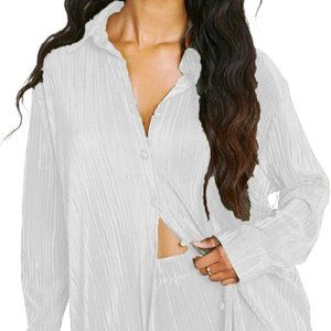 Women Y2K 2 Piece Pants Set Oversized Floral Printed Button Down Shirt High Wais